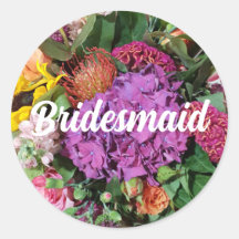 Brautjungfer Blumenarrangement Rund Aufkleber