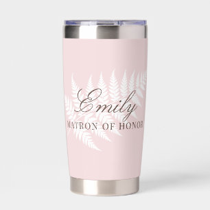 Brautjungfer Blush Pink Weiße Farn Pastell Thermobecher