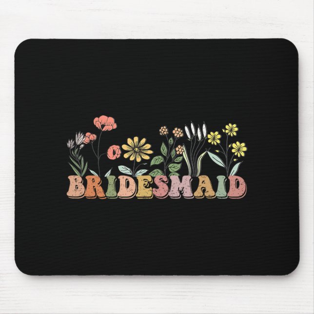 Brautjungfer Braut Ich Heirate Crew Wildblumen Jun Mousepad (Vorne)
