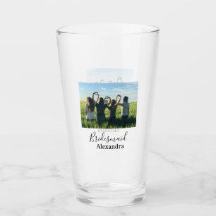 Brautjungfer Braut Squad Name Kalligrafie Foto Ges Glas