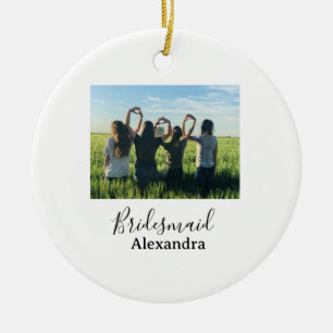 Brautjungfer Braut Squad Name Kalligrafie Foto Ges Keramik Ornament