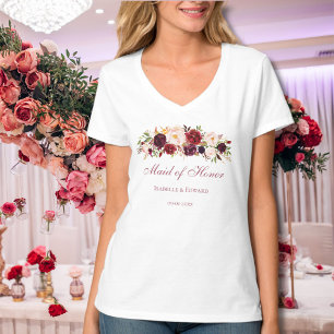 Brautjungfer Burgund Rosa Rose Blumen T-Shirt