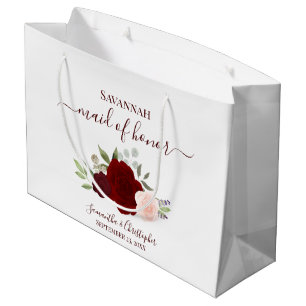 Brautjungfer Burgunder-Rosa Boho-Rosen Hochzeit Große Geschenktüte