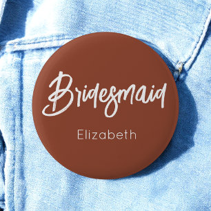 Brautjungfer Burnt Orange Terrakotta Hochzeit Button