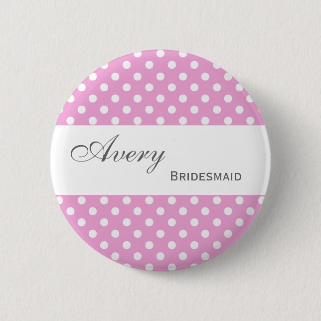 BRAUTJUNGFER Button-Knopf-Rosa-Polka-Punkte M404 Button (Vorderseite)