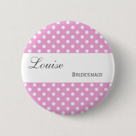 BRAUTJUNGFER Button-Knopf-Rosa-Polka-Punkte Y267 Button