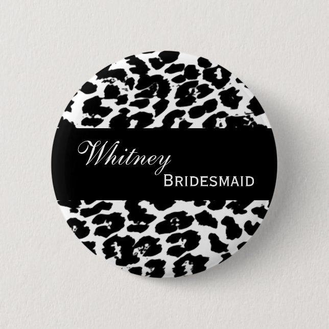 BRAUTJUNGFER Button-Knopf-Schwarz-weißer Leopard Button (Vorderseite)