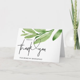 Brautjungfer Danksagungs-Geschenk Hochzeit von der Karte