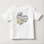 Brautjungfer des kleinkind t-shirt<br><div class="desc">Dieses Blumenmädchen-Shirt kennzeichnet reizende watercolored Blumen und ein Wirbles Skript.</div>