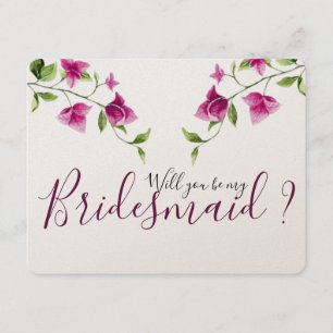 Brautjungfer-Einladung mit rosa Bougainvillea-Blüt Einladung