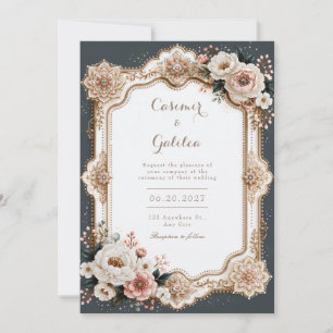 Brautjungfer-Elfenbein-Mandala-Rahmen-Hochzeit Einladung