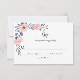 Brautjungfer Floral Drop - Weiß - Hochzeit RSVP Karte