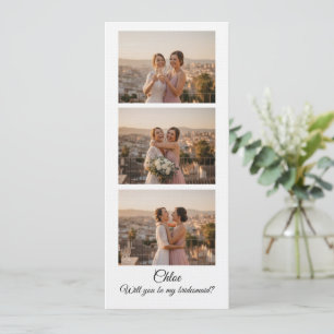 Brautjungfer-Foto-Streifen 3 Foto-Heiratsantrag-Ka Einladung