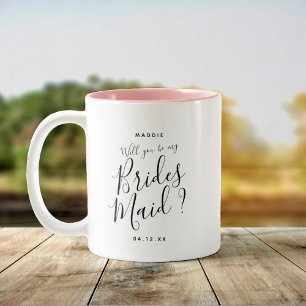 Brautjungfer Frage im modernen Schriftstil, benutz Zweifarbige Tasse