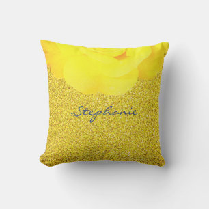 Brautjungfer Gelb Floral Gold Glitter Funkeln Süß Kissen