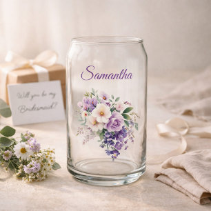 Brautjungfer Geschenk Elegante Violette Blumen Per Dosenglas