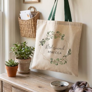 Brautjungfer Geschenk Grünzeug Eukalyptus Geometri Tragetasche