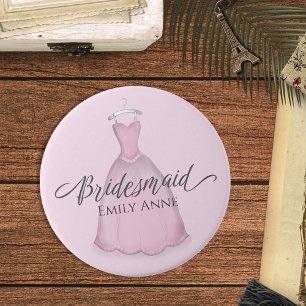 Brautjungfer-Geschenk Rosa Vintage-Kleid Button