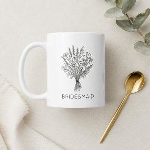 Brautjungfer Geschenk Schwarz-Weiß Floral Kaffeetasse