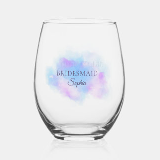 Brautjungfer-Geschenk Wasserfarbe Personalisiert S Weinglas Ohne Stiel