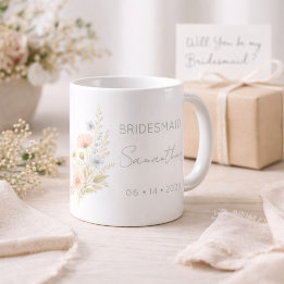 Brautjungfer-Geschenk Wildblumengarten Personalisi Kaffeetasse