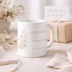 Brautjungfer-Geschenk Wildblumengarten Personalisi Kaffeetasse