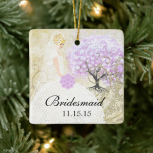 Brautjungfer Geschenke Lavendel Herz Blatt Baum bl Keramikornament