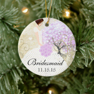 Brautjungfer-Geschenke Lavendel Herz Blatt Baum fü Keramik Ornament