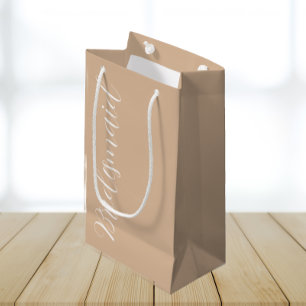 Brautjungfer Geschenktasche im beigen, stilisierte Kleine Geschenktüte