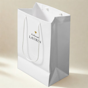 Brautjungfer-Geschenktasche mit Namen und goldenem Mittlere Geschenktüte