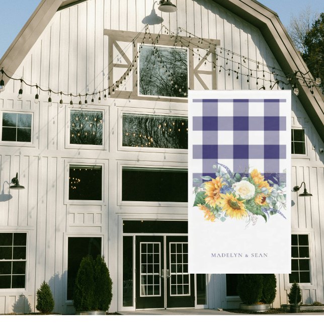 Brautjungfer Gingham Sonnenblumen Personalisierte  Serviette (Von Creator hochgeladen)