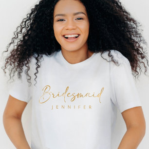 Brautjungfer Gold Benutzerdefinierter Name Jungges T-Shirt