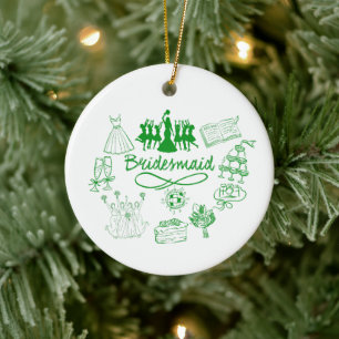Brautjungfer Grüne Skizze Doodle Hochzeitsbilder Keramik Ornament