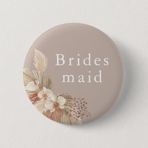 Brautjungfer Hochzeit Boho Pampas Gras Knopf Button
