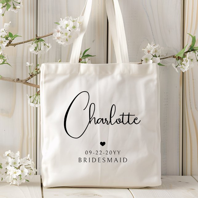 Brautjungfer Hochzeit Moderne Schrift Personal Nam Tragetasche (Von Creator hochgeladen)