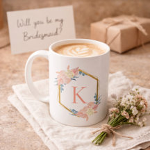 Brautjungfer Hochzeit Pastell Blumenkranz Monogram