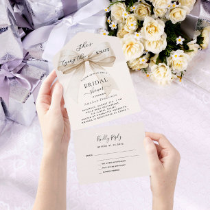 Brautjungfer Hochzeit Schleife cremefarben Antwort All In One Einladung