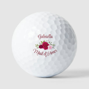 Brautjungfer-Hochzeitsgeschenk Magenta & rosa Rose Golfball