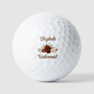 Brautjungfer Hochzeitsgeschenk Rost Orange Rosen Golfball