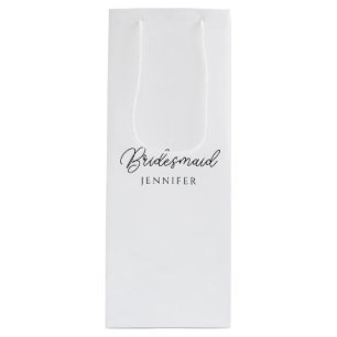 Brautjungfer Kalligrafie-Schriftname Benutzerdefin Geschenktüte Für Weinflaschen