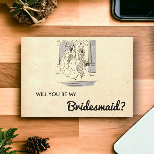 Brautjungfer-Karte im vintage-rustikalen Retro-Rom Einladung
