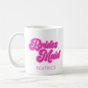 Brautjungfer Kaugummi-Rosa Retro-Individualname Kaffeetasse