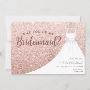 Brautjungfer Kleid aus Roségold Glitter - Wirst du Einladung