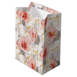 Brautjungfer Korallen-Grau Floral Hochzeit Mittlere Geschenktüte
