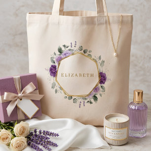 Brautjungfer Kranz aus lila Blumen Tragetasche