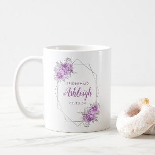 Brautjungfer Lavendel Blumen Geometrischer Silber  Kaffeetasse