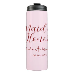 Brautjungfer lila Name Datum rosa Pastell Braut Thermosbecher