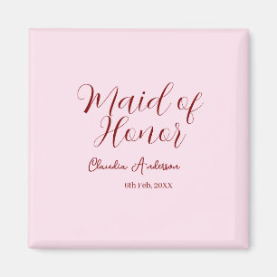 Brautjungfer lila name datum rosa pastell bräute magnet