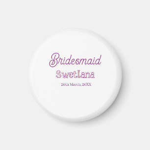 Brautjungfer lila rosa Name Datum Ehrenjungfer Magnet