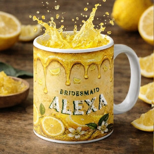 Brautjungfer-Limonien-Hochzeitsgeschenk Retro-Typo Kaffeetasse